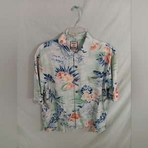 Tommy Bahama Men's Size Medium Floral Silk Hawaiian Camp Button Up Shirt